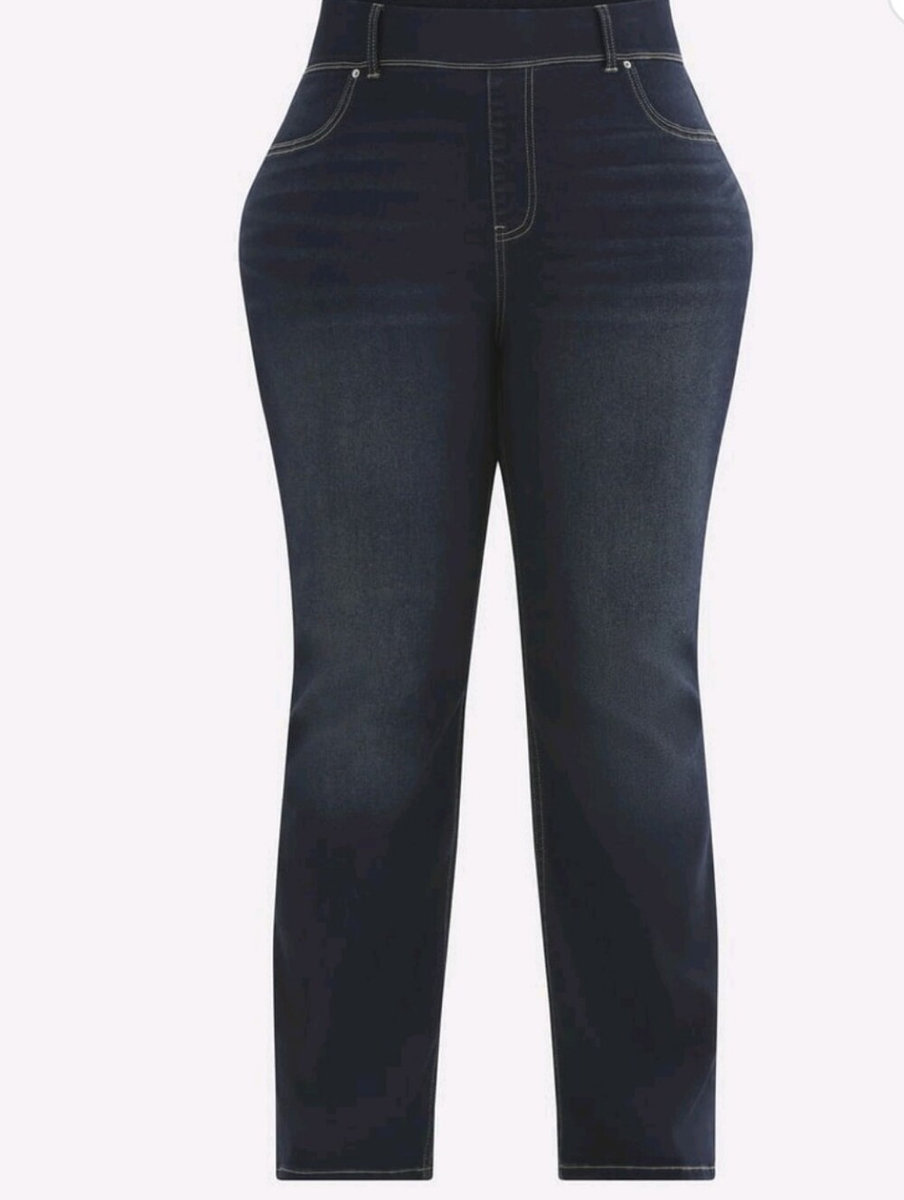 TERRA & SKY STRETCH PULL ON BOOTCUT JEANS DARK WASH OR MEDIUM WASH